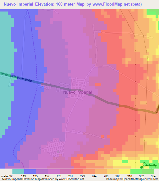 Nuevo Imperial,Peru Elevation Map