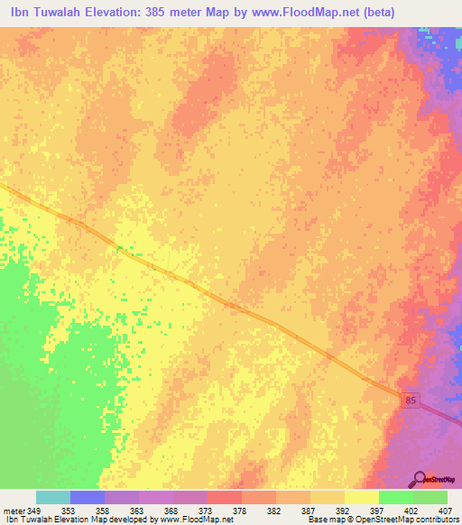 Ibn Tuwalah,Saudi Arabia Elevation Map