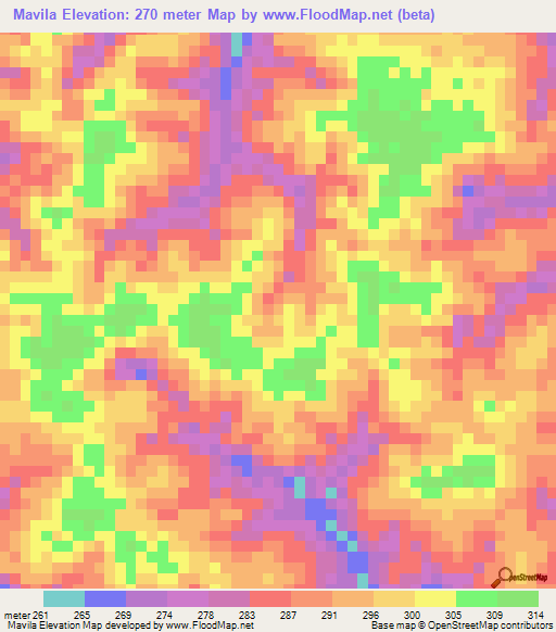 Mavila,Peru Elevation Map