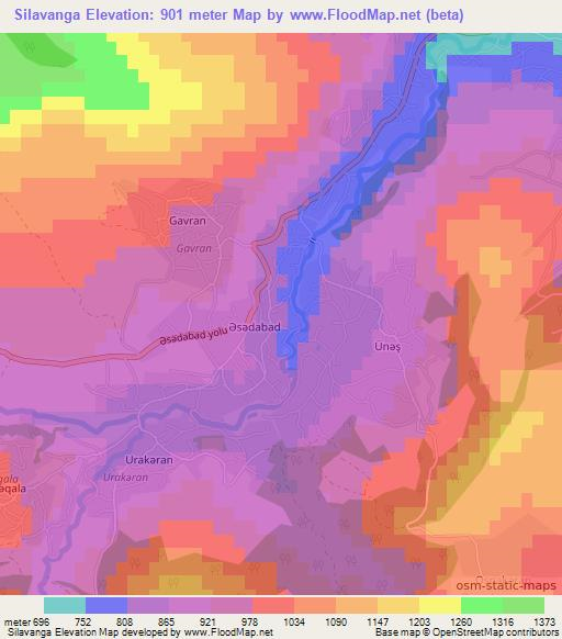 Silavanga,Azerbaijan Elevation Map