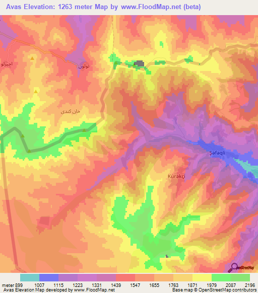 Avas,Azerbaijan Elevation Map