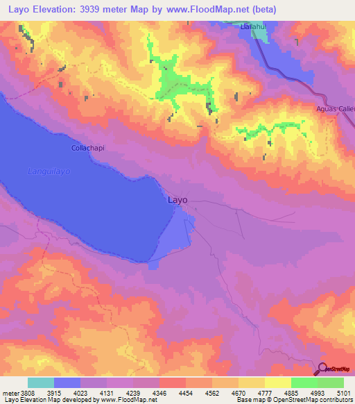 Layo,Peru Elevation Map