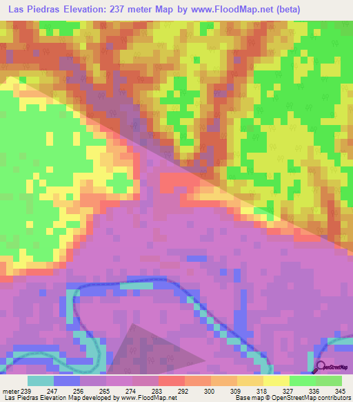 Las Piedras,Peru Elevation Map