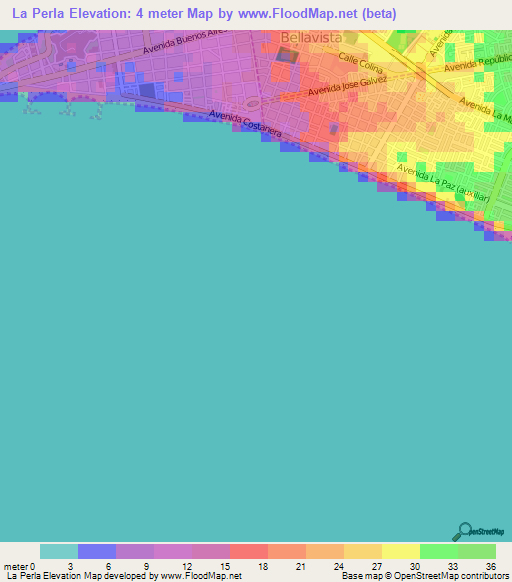 La Perla,Peru Elevation Map