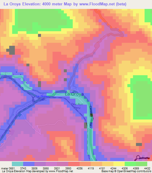 La Oroya,Peru Elevation Map