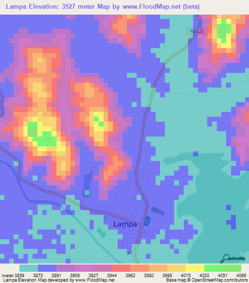 Lampa,Peru Elevation Map