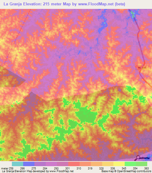 La Granja,Peru Elevation Map
