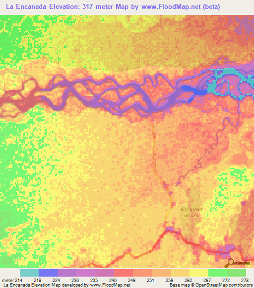 La Encanada,Peru Elevation Map