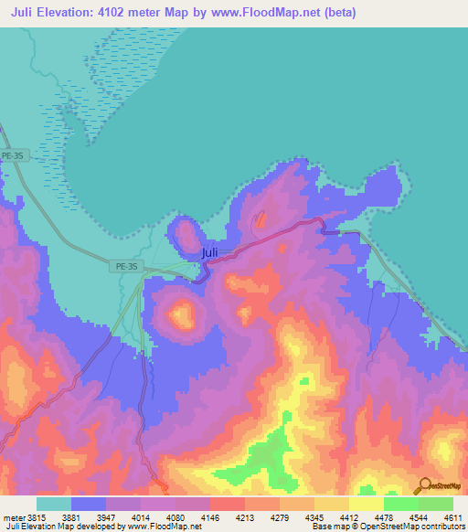 Juli,Peru Elevation Map