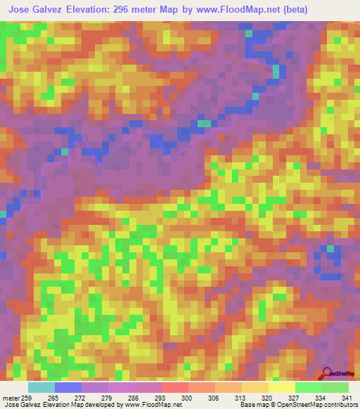 Jose Galvez,Peru Elevation Map