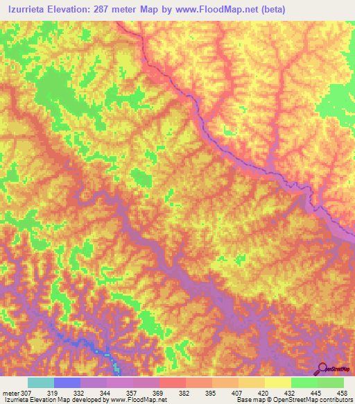 Izurrieta,Peru Elevation Map