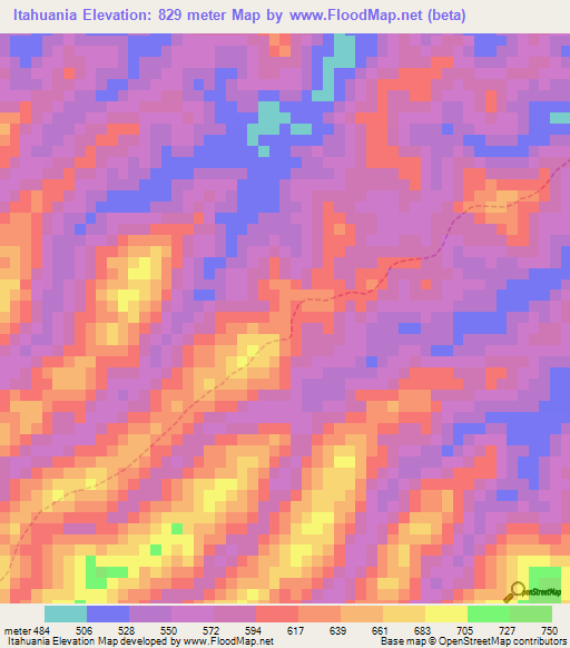 Itahuania,Peru Elevation Map