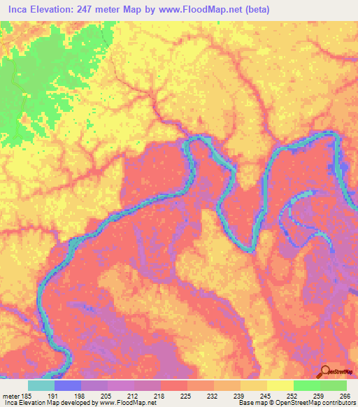 Inca,Peru Elevation Map