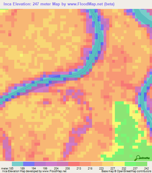 Inca,Peru Elevation Map
