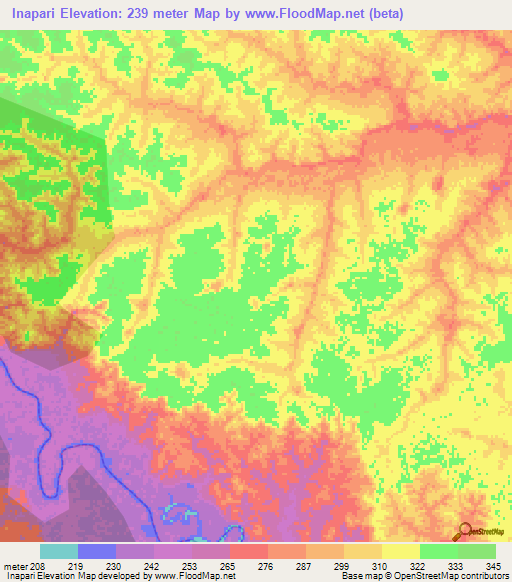 Inapari,Peru Elevation Map