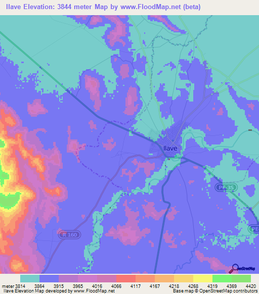 Ilave,Peru Elevation Map