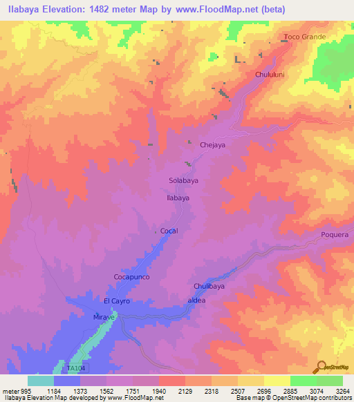 Ilabaya,Peru Elevation Map