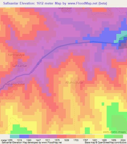 Safixanlar,Azerbaijan Elevation Map