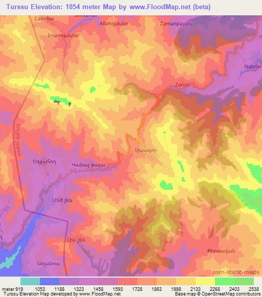 Turssu,Azerbaijan Elevation Map
