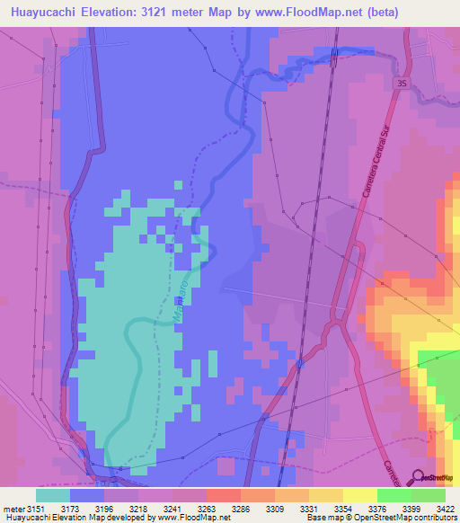 Huayucachi,Peru Elevation Map
