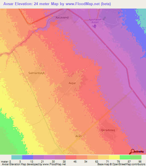 Avsar,Azerbaijan Elevation Map