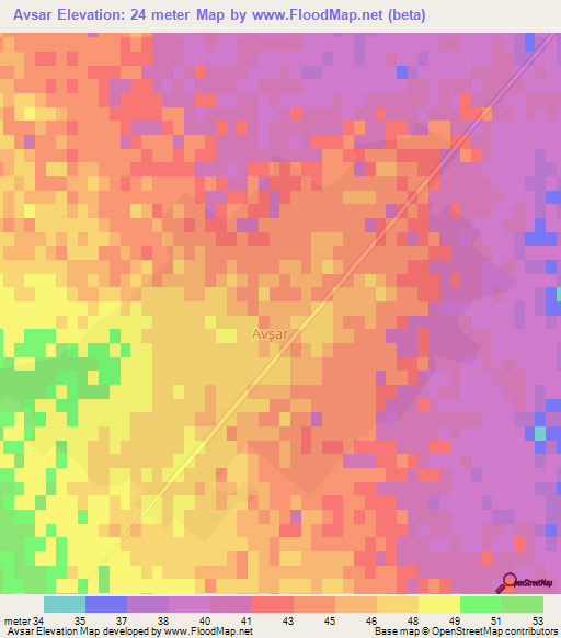 Avsar,Azerbaijan Elevation Map