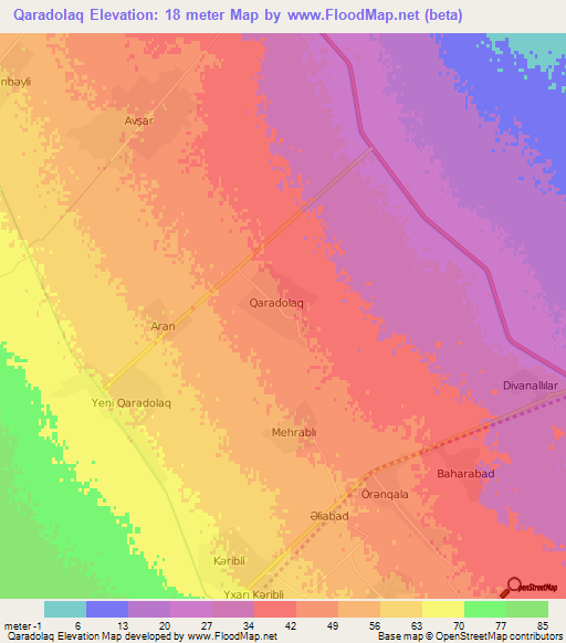 Qaradolaq,Azerbaijan Elevation Map