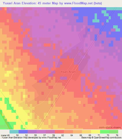Yuxari Aran,Azerbaijan Elevation Map