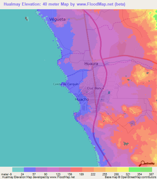 Hualmay,Peru Elevation Map