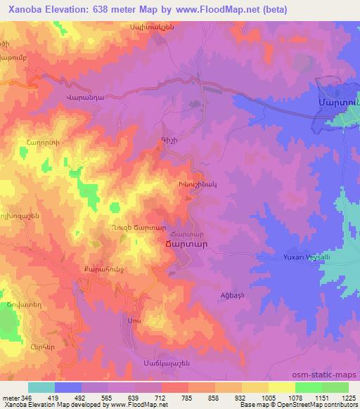 Xanoba,Azerbaijan Elevation Map