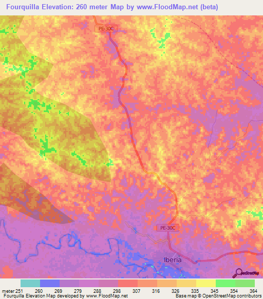 Fourquilla,Peru Elevation Map