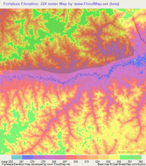 Fortaleza,Peru Elevation Map