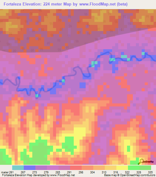 Fortaleza,Peru Elevation Map