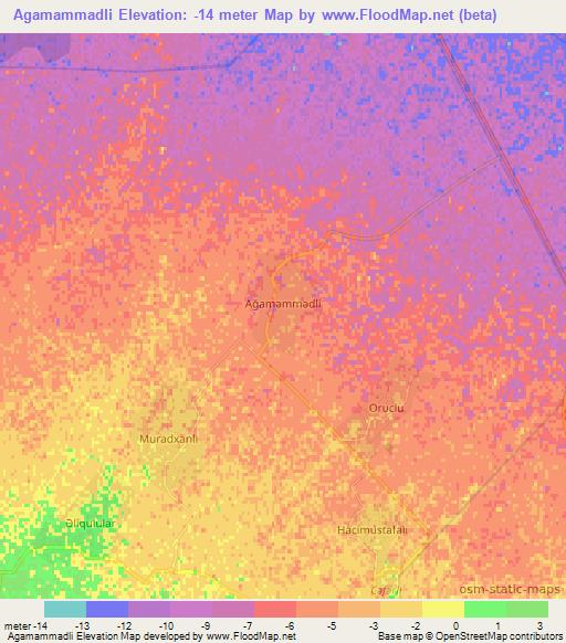 Agamammadli,Azerbaijan Elevation Map