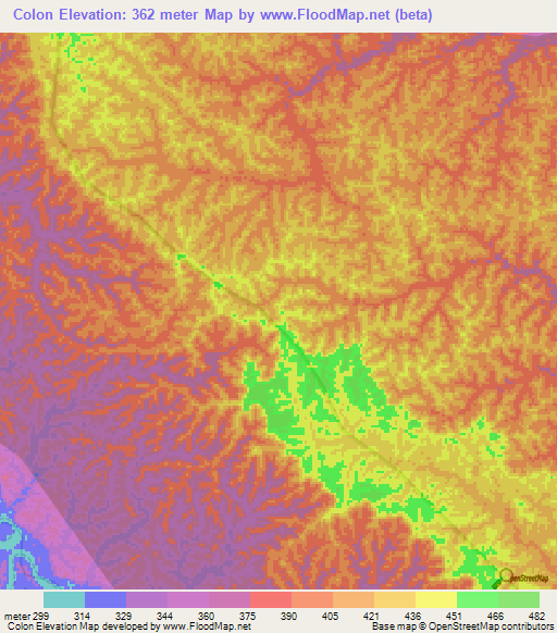 Colon,Peru Elevation Map