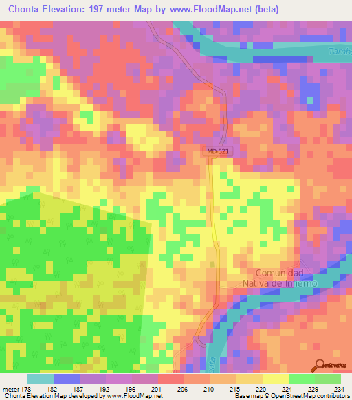 Chonta,Peru Elevation Map