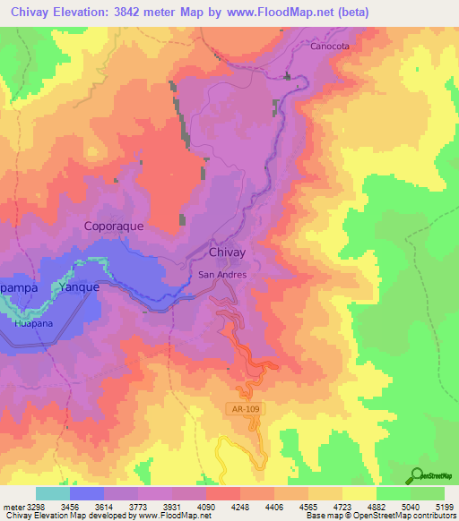 Chivay,Peru Elevation Map