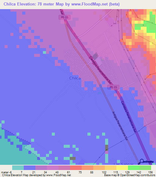 Chilca,Peru Elevation Map