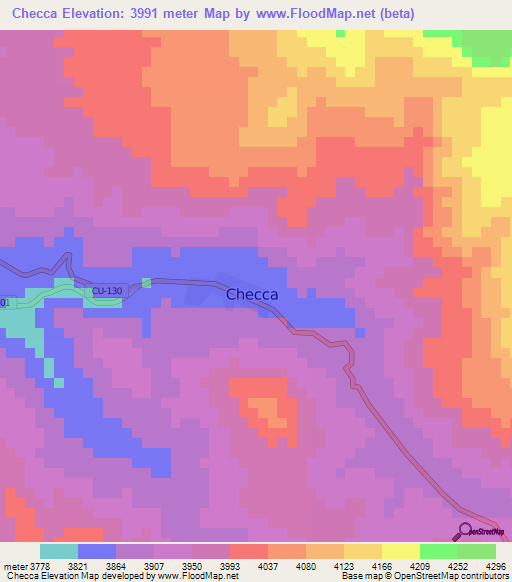 Checca,Peru Elevation Map