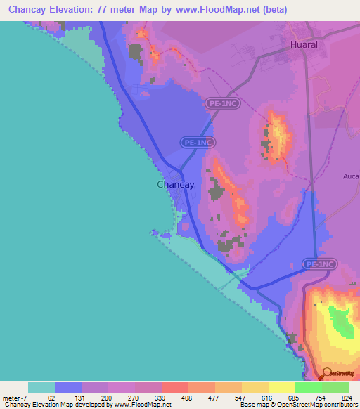 Chancay,Peru Elevation Map