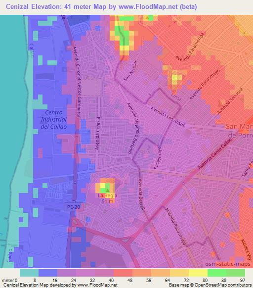 Cenizal,Peru Elevation Map