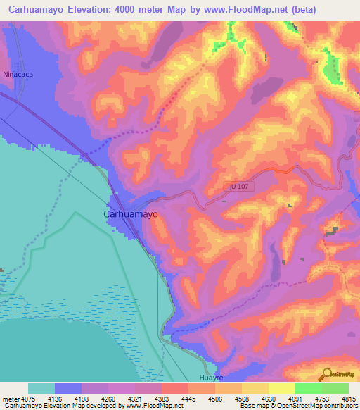 Carhuamayo,Peru Elevation Map