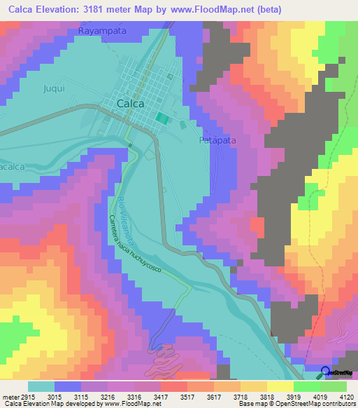 Calca,Peru Elevation Map