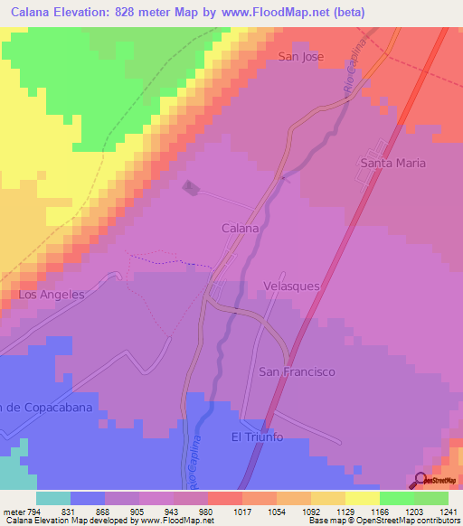 Calana,Peru Elevation Map