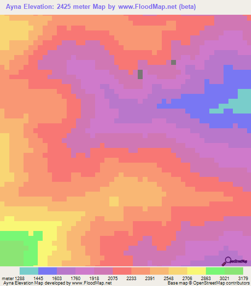 Ayna,Peru Elevation Map