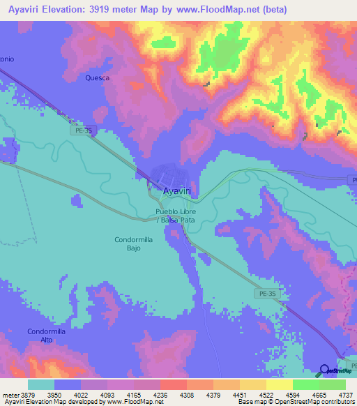 Ayaviri,Peru Elevation Map