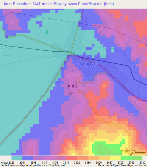 Anta,Peru Elevation Map