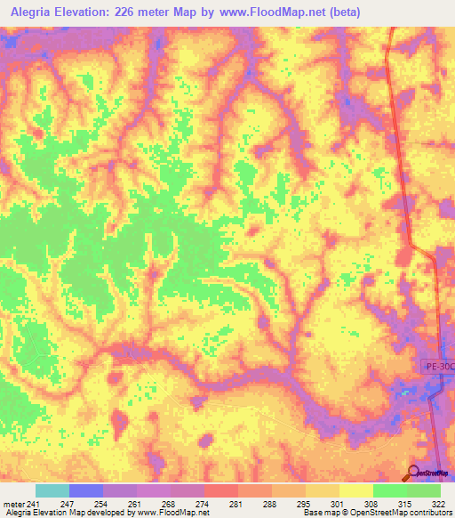 Alegria,Peru Elevation Map