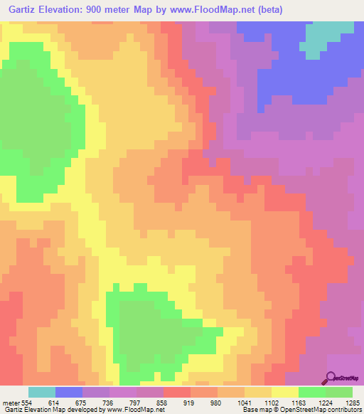 Gartiz,Azerbaijan Elevation Map