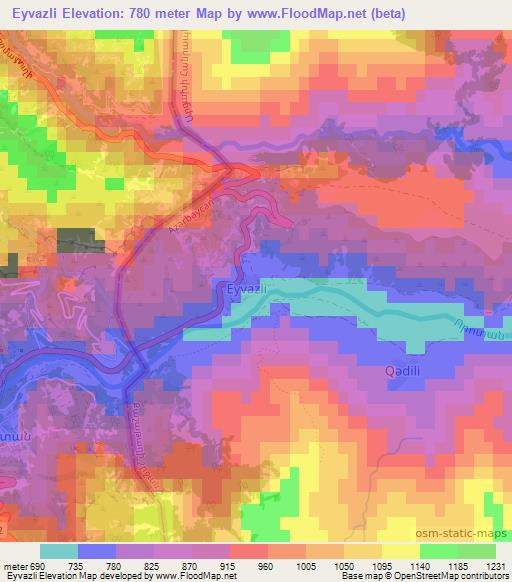 Eyvazli,Azerbaijan Elevation Map